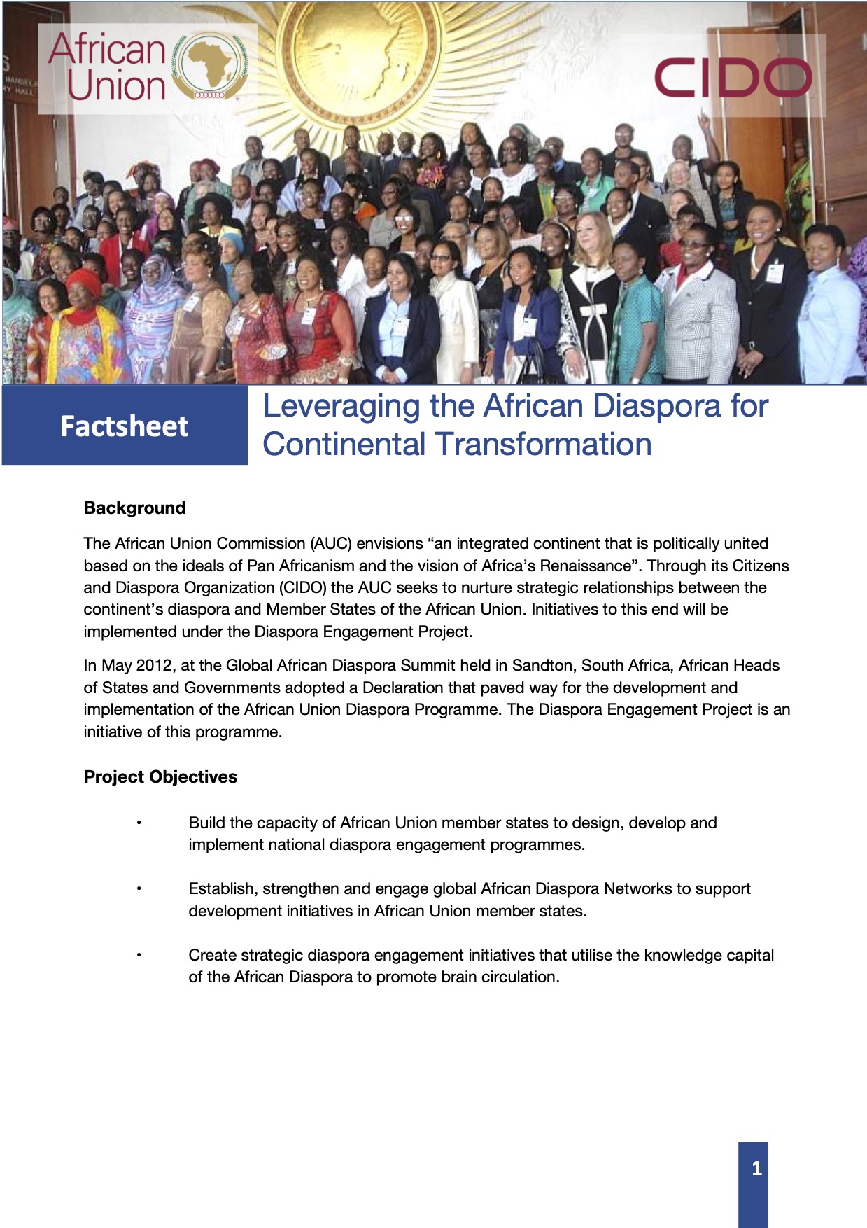Diaspora Division factsheet