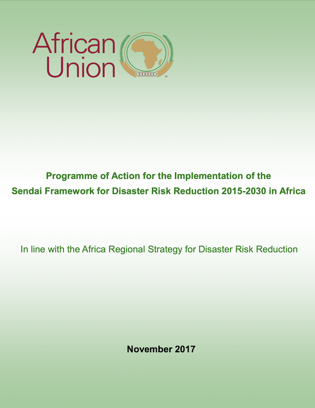 Programme of Action for the Implementation of the Sendai Framework for Disaster Risk Reduction 2015-2030 in Africa